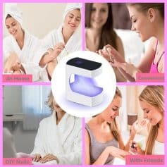 Efficient LED nail lamp for at-home, DIY manicures, professional nails, and quick drying for gel polish at convenience. Perfect for personal & salon use.