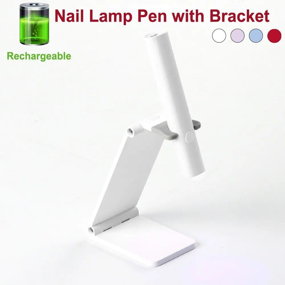 Rechargeable nail lamp stand with adjustable bracket, ideal for professional manicures and nail art, compatible with LED & UV lamps. Perfect for salons and DIY nail use.