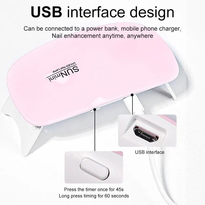 Portable USB nail drill device for manicure and pedicure nail enhancement, compatible with power banks and mobile chargers, easy to connect via USB interface for professional nail care at home or salon.