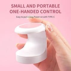 Small handheld portable eye control device with USB-C charging for easy use on the go. Compact design ideal for optical care and vision testing.