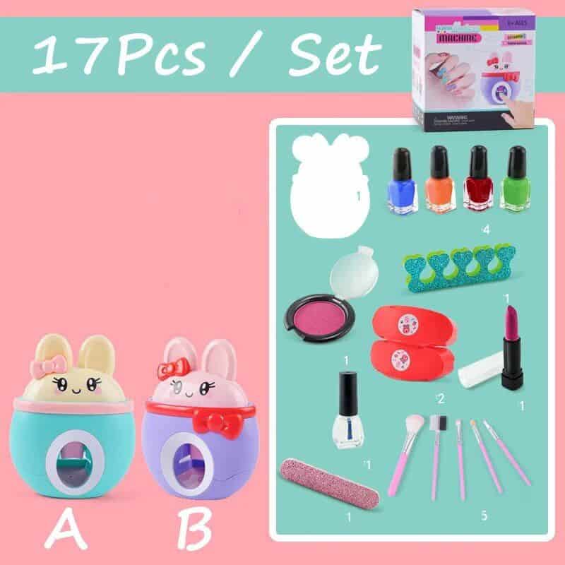 Mini nail polish and beauty accessories for kids.