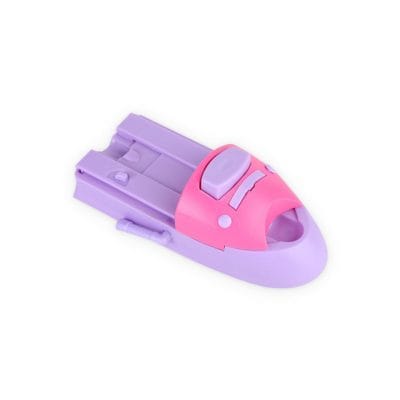 Colorful cartoon nail cutter for children, safe and easy to use. Perfect for keeping kids’ nails neat and clean, featuring a cute pink and purple design.