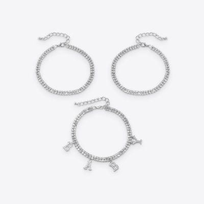 Sterling silver charm bracelets featuring cubic zirconia stones, ideal for women who love fashionable jewelry, gift ideas, and stylish accessories from Monalisa Store.
