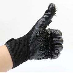 High-quality black grip gloves designed for safe and secure handling of eyewear, offering anti-slip grip with textured fingertips, ideal for opticians and eyewear professionals.