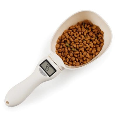 Digital pet food weighing scale with LCD display for accurate measurement of pet food portions. Ideal for pet owners seeking precise feeding and nutritional control.
