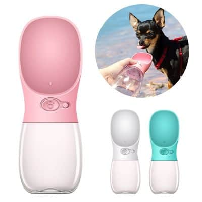 Portable pet water dispenser for dogs and cats, easy to carry, leak-proof design, suitable for outdoor walks and travel.