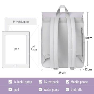 Durable white backpack ideal for carrying laptops, tablets, and personal items with multiple compartments and water-resistant features.