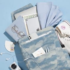 Comfortable casual accessories and tech gadgets in a flat lay arrangement.
