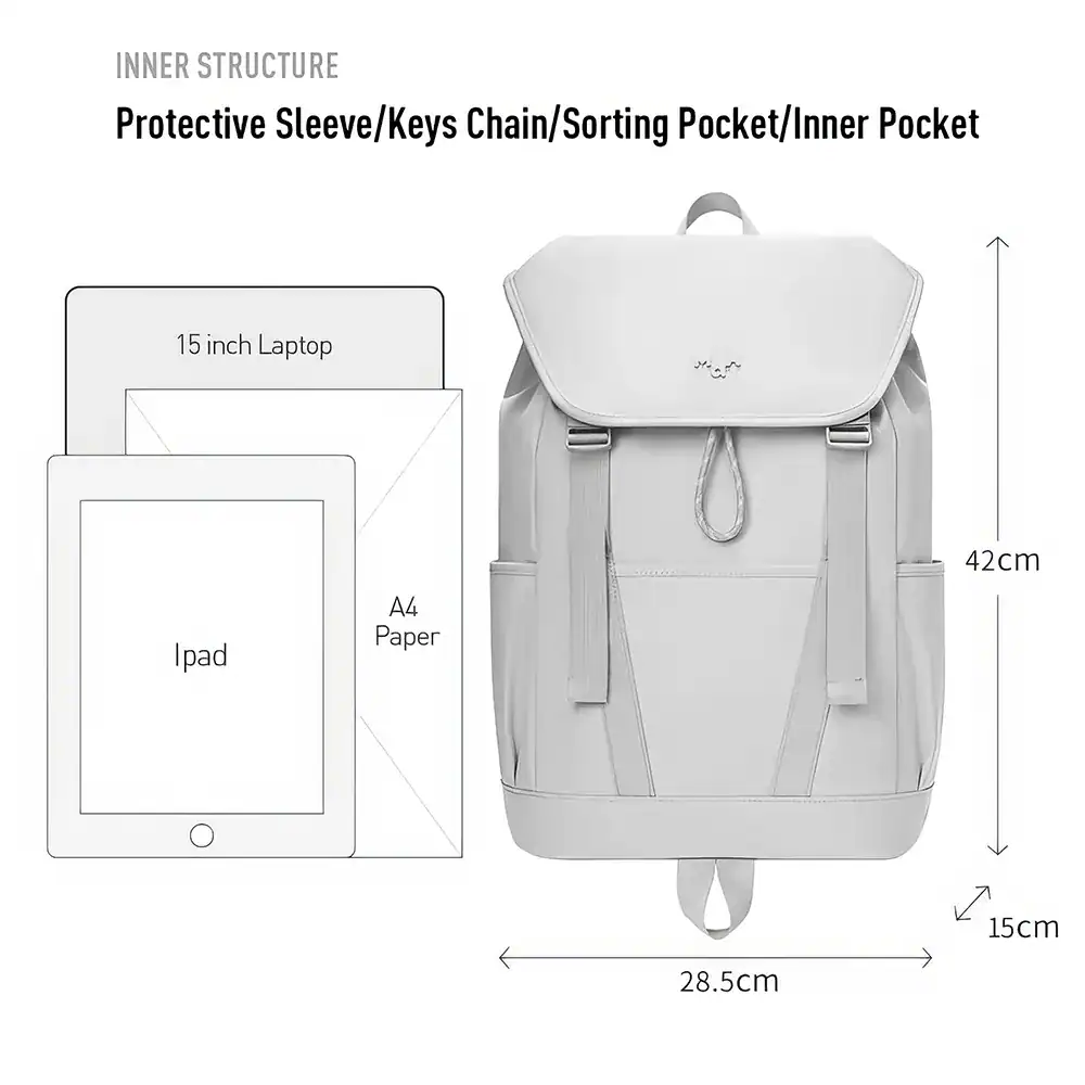 Versatile backpack featuring dedicated compartments for 15-inch laptops, iPads, and A4 documents, perfect for professionals and students needing organized, stylish, and durable carrying solutions.