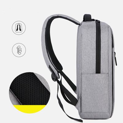 Lightweight gray backpack designed for electronic accessories and optics gear with ergonomic straps and durable fabric. Perfect for students, professionals, and travelers seeking functional eye care storage.