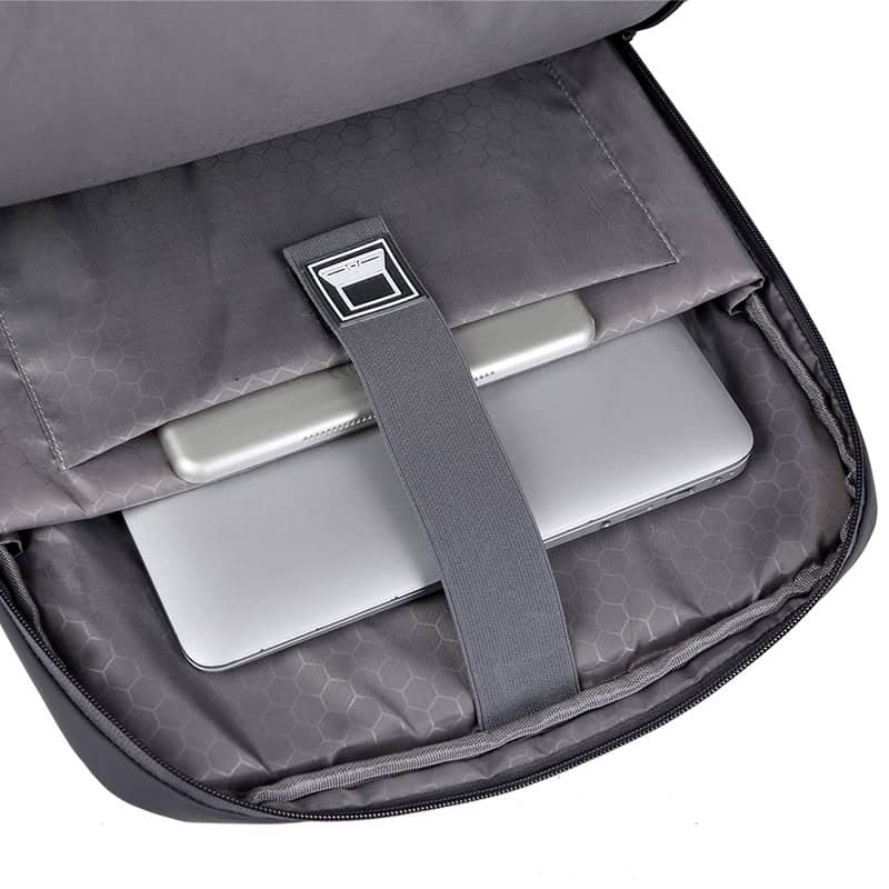 Durable travel laptop bag with secure elastic strap for safe carrying, lightweight design, perfect for professionals on the go.
