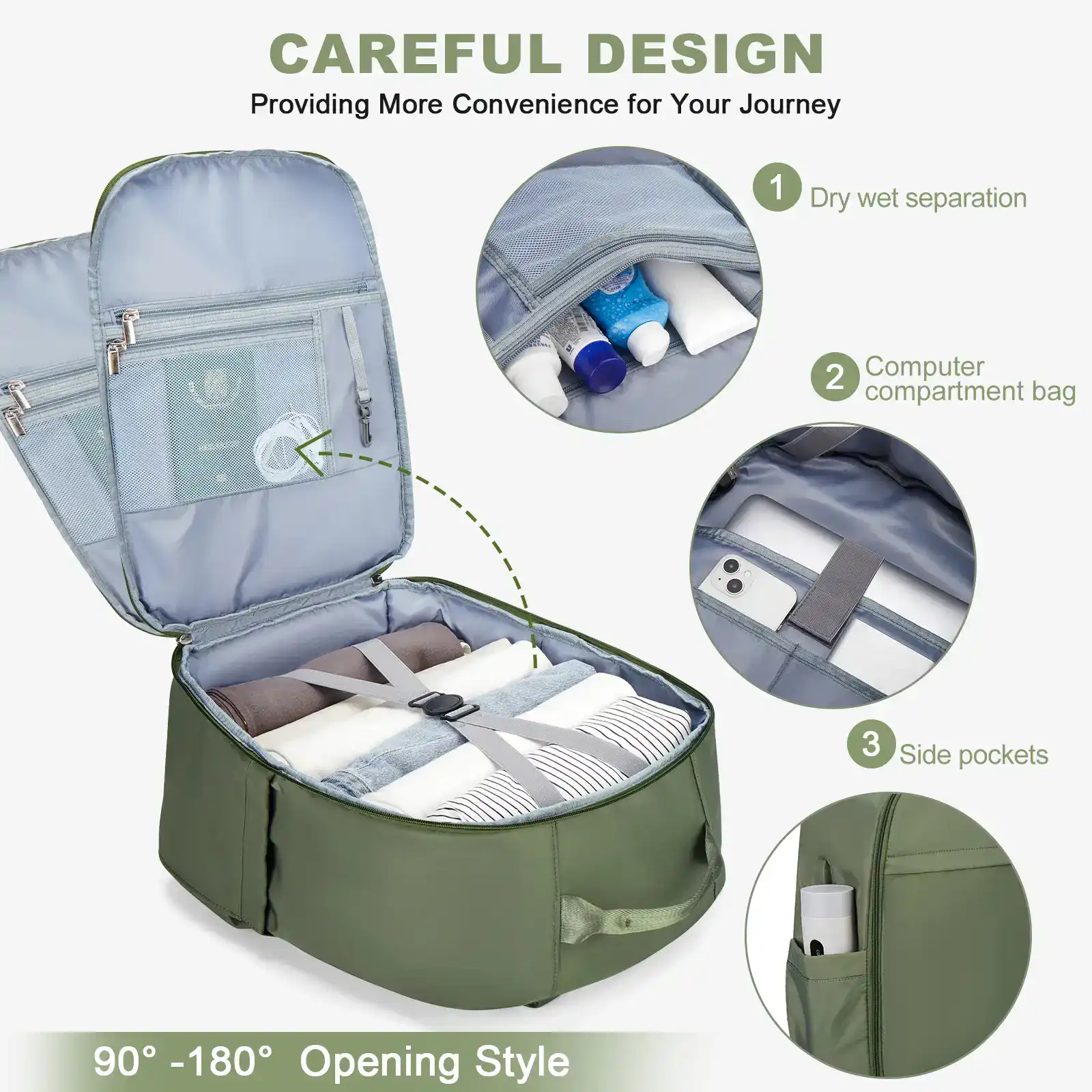 Optimal packing with multiple compartments for travel essentials and technology devices. Durable, lightweight, and designed for convenience. Perfect for organized packing on the go.