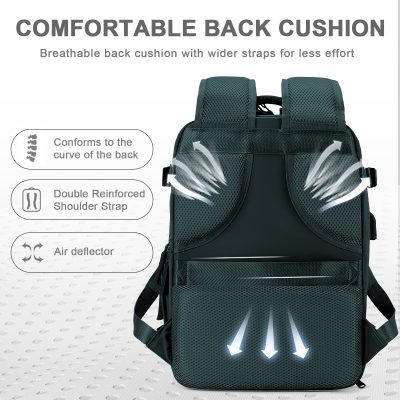 Breathable, ergonomic backpack with airflow back support and wide straps, perfect for daily use and travel.