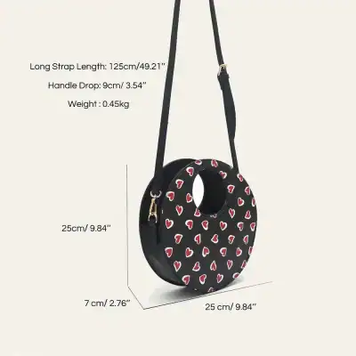 Fashionable heart-shaped handbag with adjustable strap, ideal for women. Perfect for casual outings, with a cute heart pattern, lightweight design, and versatile style.