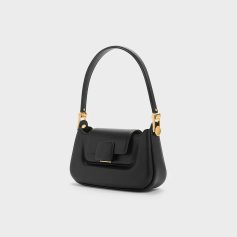 Elegant black leather handbag with gold hardware, perfect for fashion-forward women seeking luxury accessories at Monalisa Medical Store.