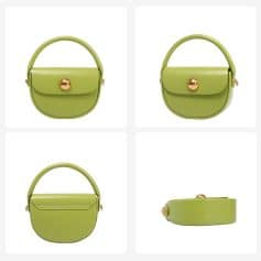 Stylish lime green mini handbag with a gold clasp, perfect for fashion-forward accessories and evening outings. Compact design offers convenience and elegance.