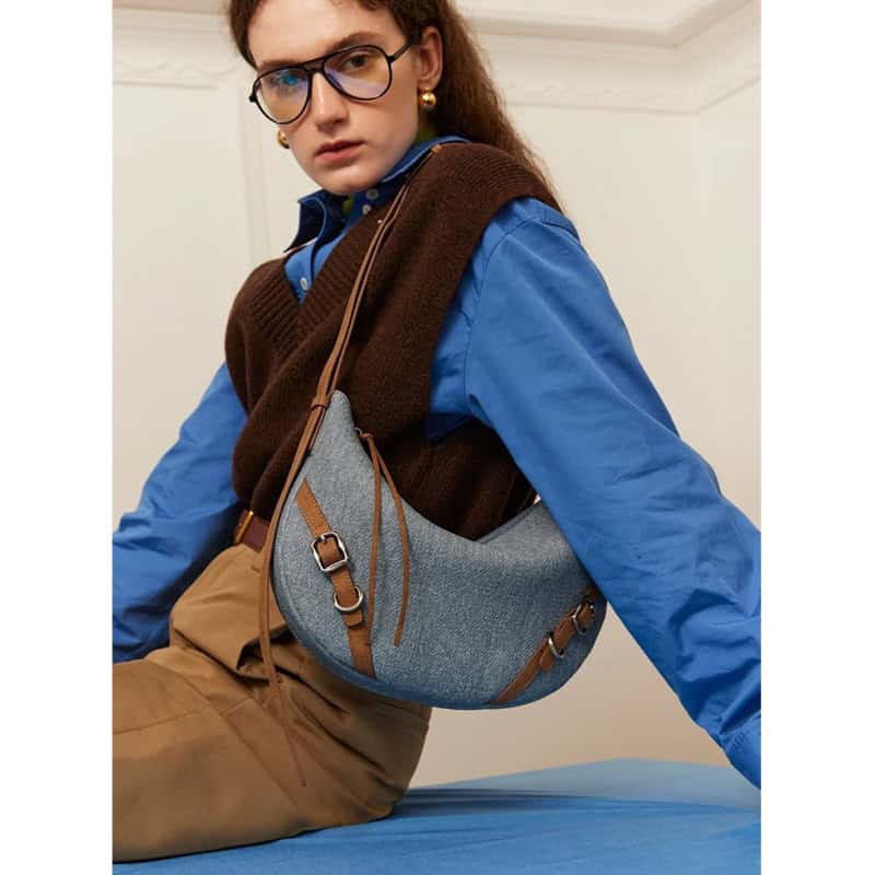 Versatile grey and brown stylish optical bag for women, perfect for everyday use and complementing glasses and accessories at Monalisa Medical Store.