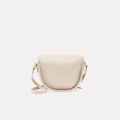 Minimalist cream-colored leather shoulder bag, perfect for fashion-forward women seeking versatile accessories. Stylish, lightweight, and durable for everyday use.