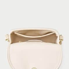 High-quality cream-colored optician's bag perfect for storing glasses, contact lenses, and eye care accessories, designed for optometrists and optical shops.