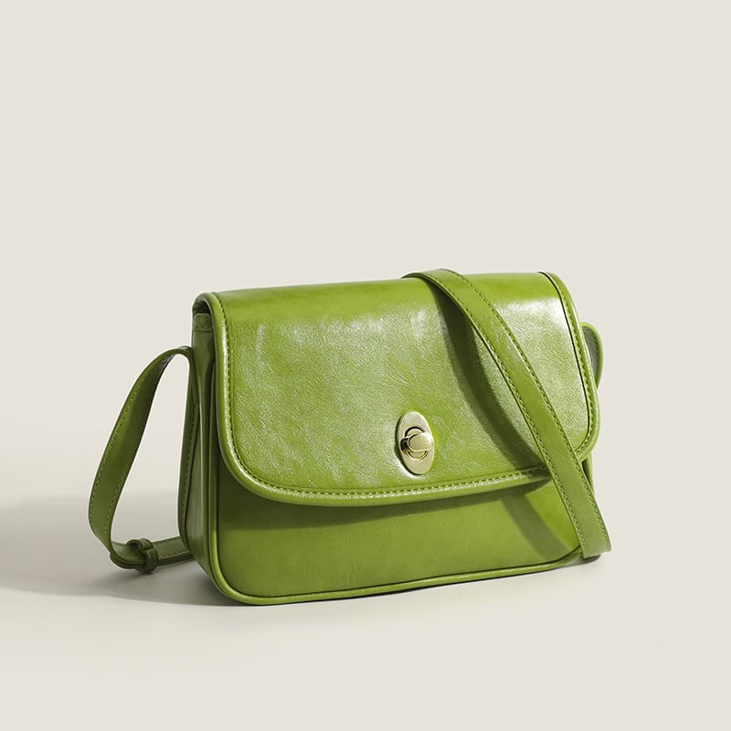 Stylish green vegan leather crossbody bag for women and men with a sleek design, ideal for eyes care accessories, optical items, and daily fashion needs.