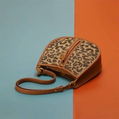 Leopard print handbag with brown leather accents, ideal for fashion-forward women seeking stylish accessories from Monalisa Store.