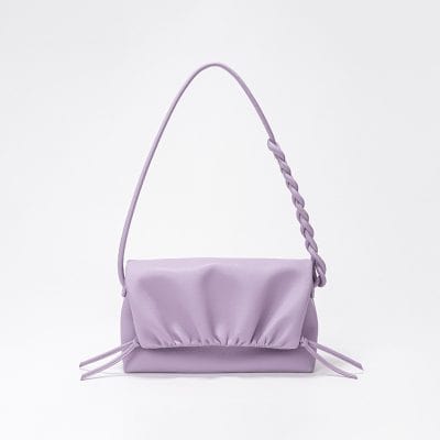 Stylish lavender handbag with braided strap, perfect for fashion-forward women. High-quality materials and trendy design ideal for daily or evening use.