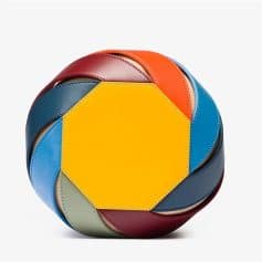 Vibrant leather ball with multi-color sections, ideal for age-appropriate vision therapy activities, enhancing visual coordination and focus for children and adults.