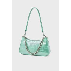 Elegant mint green handbag featuring crocodile texture and a silver chain strap, perfect for fashion-forward accessories at Monalisa Store.