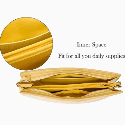 Yellow zippered storage pouch for daily supplies, compact and lightweight.