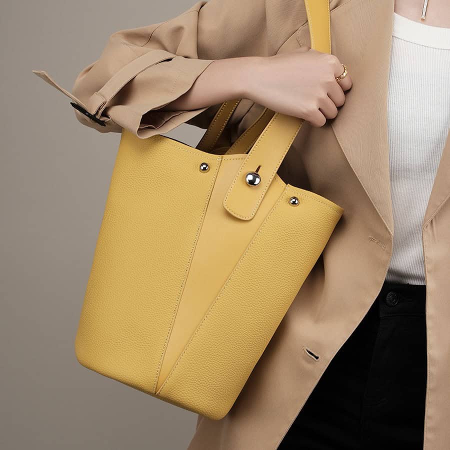 Yellow luxury tote for women.