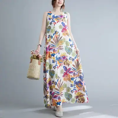 Women’s colorful floral maxi dress perfect for summer, vacation, and casual wear, designed with vibrant patterns and comfortable fabric for stylish, breezy occasions.
