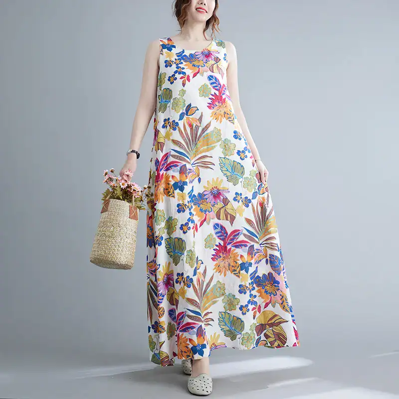 Women’s colorful floral maxi dress perfect for summer, vacation, and casual wear, designed with vibrant patterns and comfortable fabric for stylish, breezy occasions.