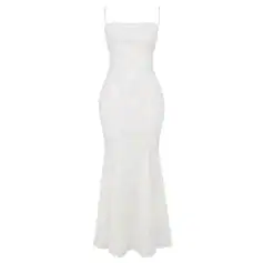 High-quality white wedding gown with intricate lace details, perfect for bridal fashion. Shop stylish wedding dresses at Monalisa Store for your special day.