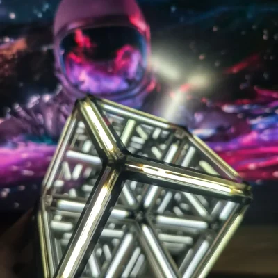 High-tech laser eyewear with digital LED lighting and sleek metallic design, ideal for sci-fi costume accessories or modern fashion statements.