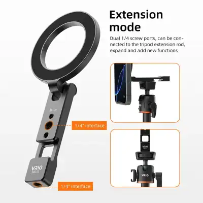 Malevolent? No. Provide:'VRIG extension adapter with 1/4 inch interface and mounted phone and tripod images'
