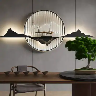 Modern Iron Art Wall Hanging Pendant with Light for Living Room & Entrance Décor - Image 4