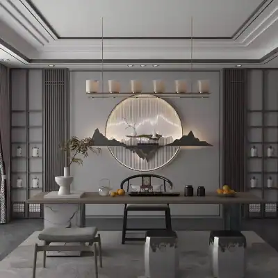 Modern Iron Art Wall Hanging Pendant with Light for Living Room & Entrance Décor - Image 5