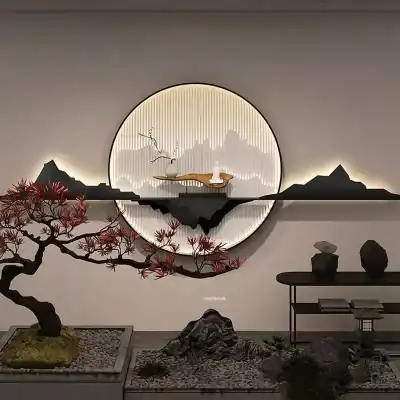 Modern Iron Art Wall Hanging Pendant with Light for Living Room & Entrance Décor