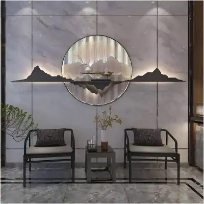 Modern Iron Art Wall Hanging Pendant with Light for Living Room & Entrance Décor - Image 6